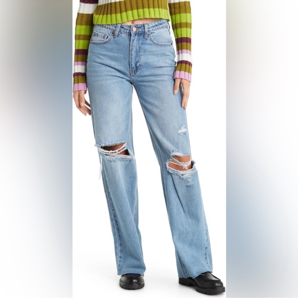 Abound High Rise Wide Leg Distressed Jeans
